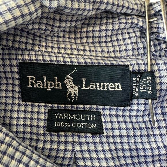 Ralph Lauren Yarmouth  Cotton Blue Plaid Preppy Long Sleeve Shirt, 15 1/2' - Picture 8 of 8